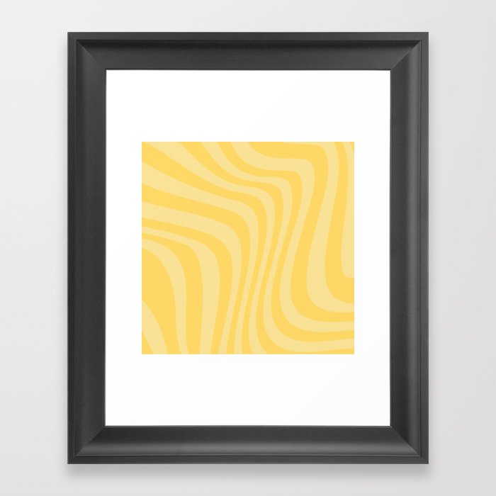 Wavy Pattern Retro Abstract Modern Yellow Framed Art Print
