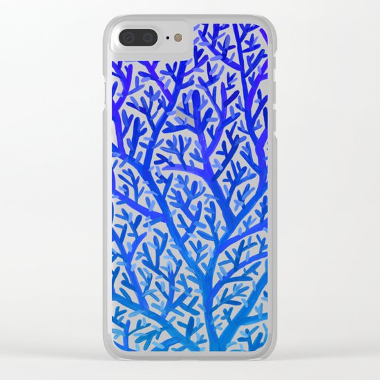 Fan Coral – Blue Ombré Clear iPhone Case