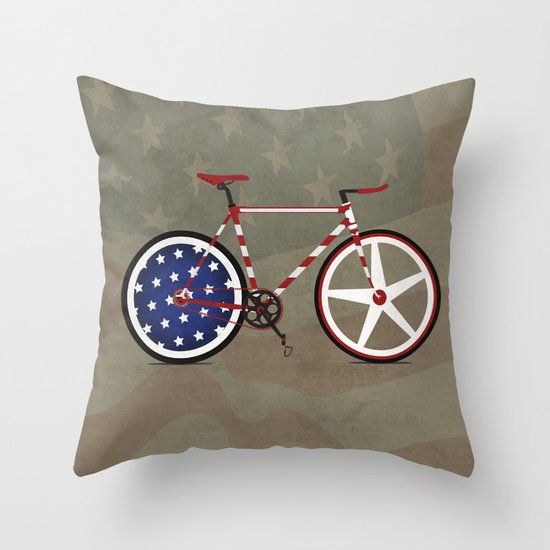 Bike America Throw Pillow