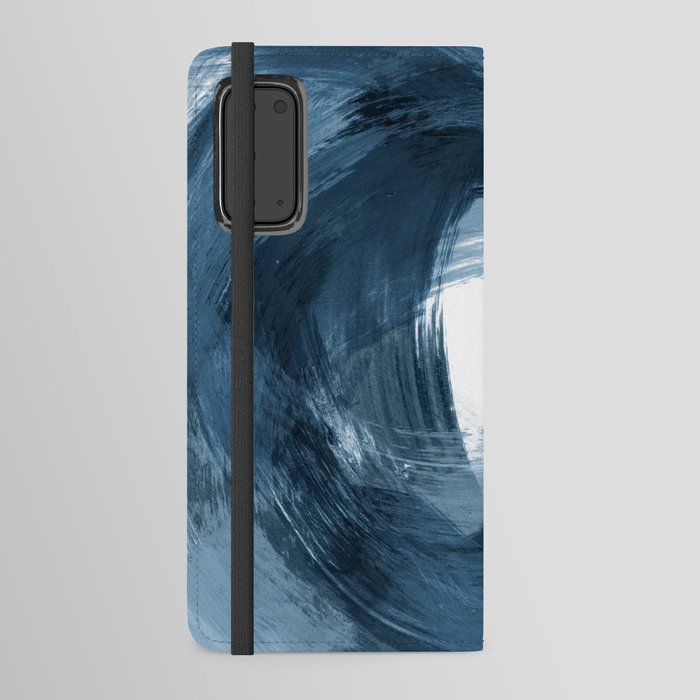 Blue Modern Abstract Brushstroke Painting Vortex Android Wallet Case