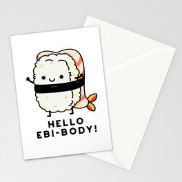 Hello Ebi-body Funny Ebi Sushi Pun Stationery Card