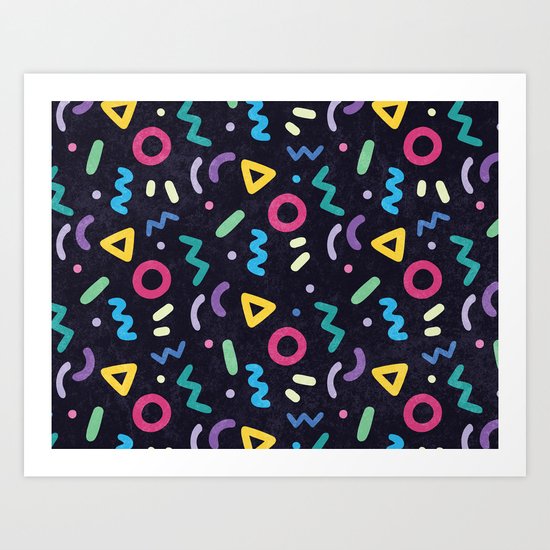 Black Memphis Pattern Art Print