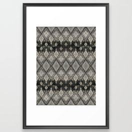 Black and White Handmade Moroccan Fabric Style Framed Art Print