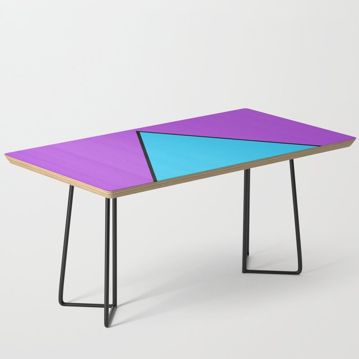 Blue Pyramid Triangle on Purple Background. Coffee Table