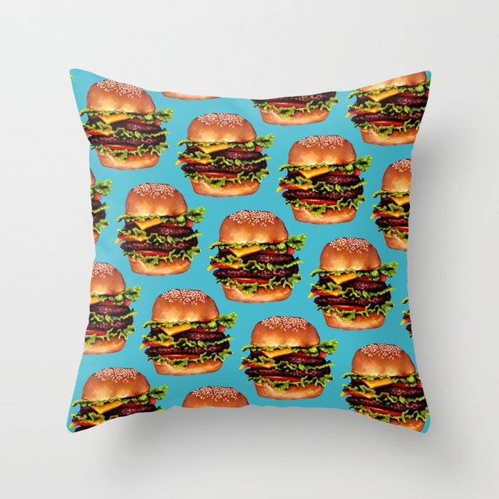 Cheeseburger Pattern Throw Pillow