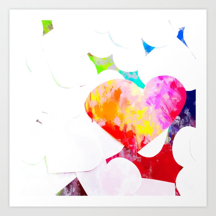 Heart Shape Pattern With Red Pink Blue Yellow Orange Painting