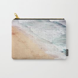 View of Pedn Vounder. Carry-All Pouch | Photo, Loneperson, Color, Sand, Digital, Sandybeach, Sea, Waves, Beach, Seascape 