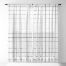 Grid White Sheer Curtain