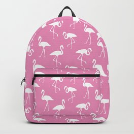 White flamingo silhouettes seamless pattern on hot pink background Backpack | Illustration, Coastal, Wildlife, Fuchsia, Silhouette, Deeppink, Retro, Summer, Bird, White 