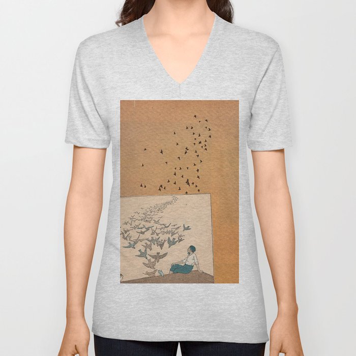 Ten Thousand Birds Collage V Neck T Shirt