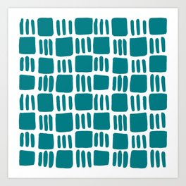 Abstract squares - turquoise Art Print
