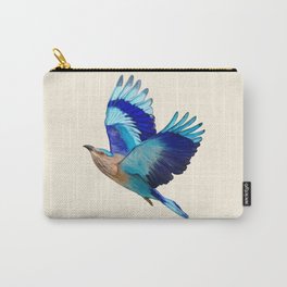Flying Blue Indian Roller Bird Carry-All Pouch