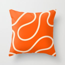 Orange Minimal Curves Lines Abstract Artwork  Throw Pillow