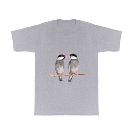 Two kissing Java sparrows T Shirt | Animal, Collage, Wildlife, Bird, White, Ricefinch, Black, Aviary, Nature, Javasparrow 