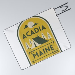 Acadia National Park Maine Camping Tent Vintage Travel Picnic Blanket