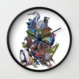 Perchin - NZ Birds Wall Clock