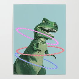 T-Rex the Hula Dancer in Green Poster