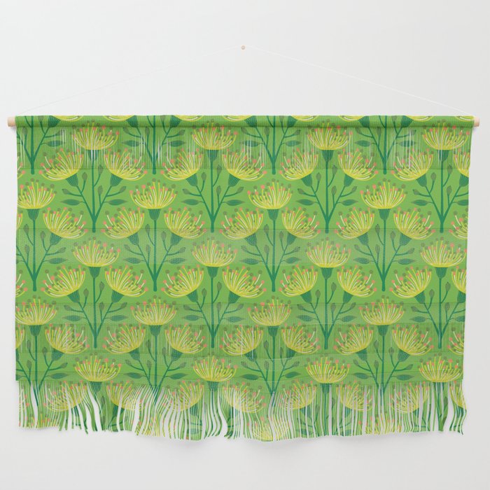 EUCALYPTUS FLORAL in BRIGHT TROPICAL GREEN AND YELLOW Wall Hanging