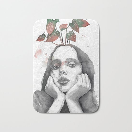 Friday nostalgia, watercolor Bath Mat