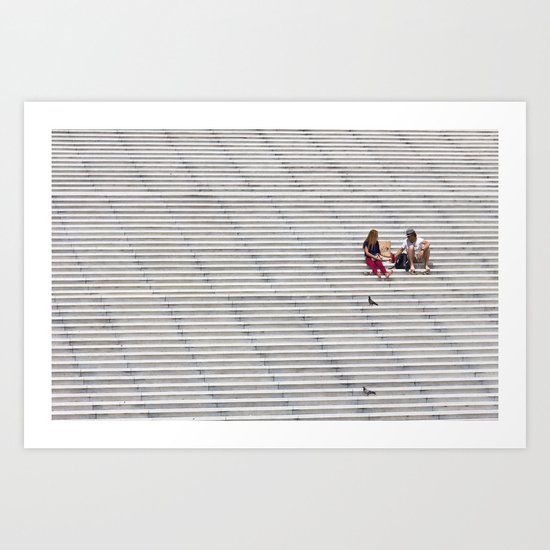 Sitting Stairs Art Print