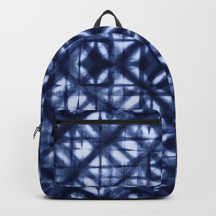 Dark indigo blue diamond squares Backpack