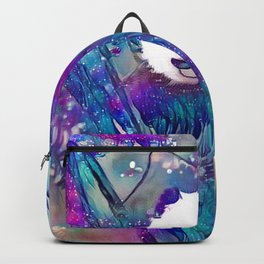 Moonlight Starfall Panda Backpack | Teal, Purple, Cute, Blue, Star, Forest, Fluffy, Watercolor, Panda, Moon 