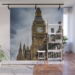 Great Britain Photography - Big Ben Under The Gray Rain Clouds Wall Mural