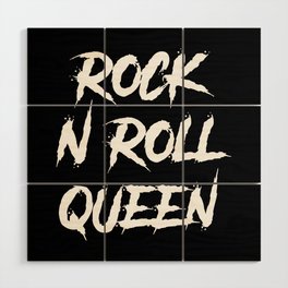 Rock and Roll Queen Typography White Wood Wall Art