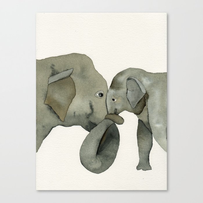 Mom And Baby Elephant Canvas Print By Mydrops Society6