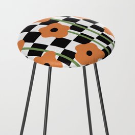 Checkerboard poppies  Counter Stool