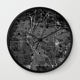 Denver Black Map Wall Clock