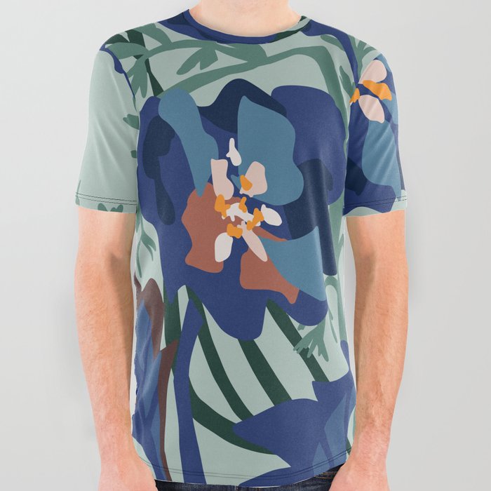 Wild flowers light – modern floral illustration All Over Graphic Tee