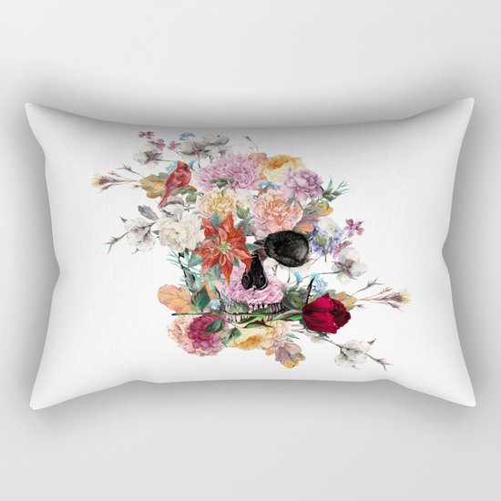 Skull and Flowers II Rectangular Pillow