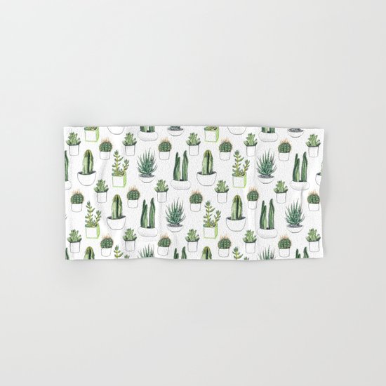 watercolour cacti and succulent Hand & Bath Towel