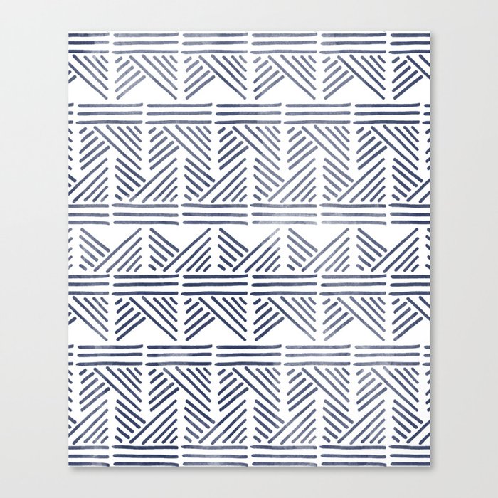 Abstract Aztec Print Blue Watercolour Canvas Print By