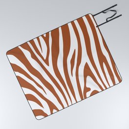 6-311-4 Burnt Orange & White, Decorative Zebra Stripes, Boho decor Picnic Blanket