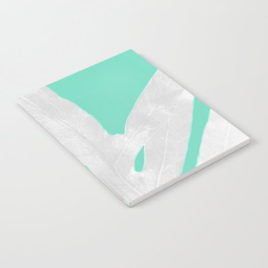 Green Fern on Ice Mint Green Inverted Silver Notebook