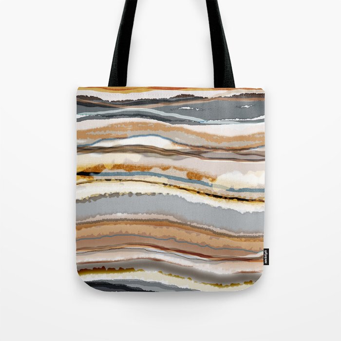 Abstract Agate Brown Blue Neutral Earth Tones Tote Bag