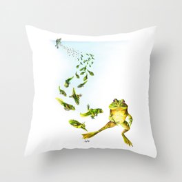 Frog Cycle Throw Pillow