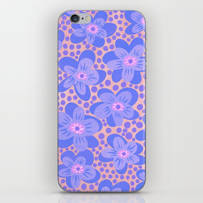 Pop Pop Flower Power - purple blue iPhone Skin
