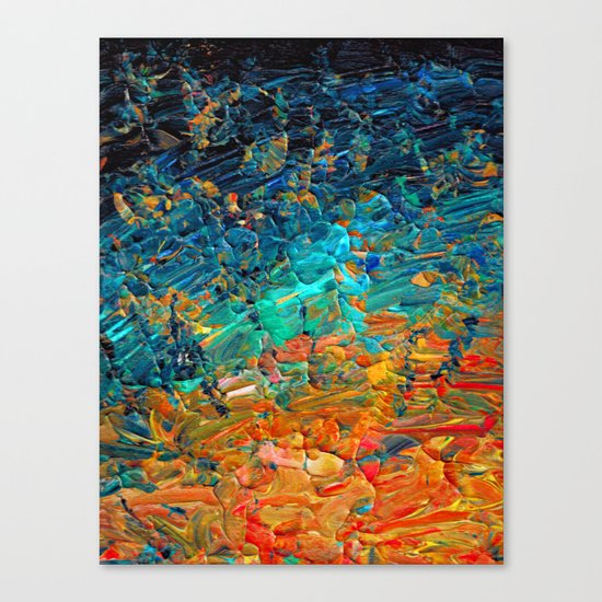 ETERNAL TIDE 2 Rainbow Ombre Ocean Waves Abstract Acrylic Painting Summer Colorful Beach Blue Orange Canvas Print