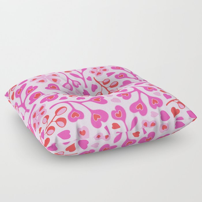 WITH LOVE FLORAL HEARTS AND LOVE PATTERN Floor Pillow