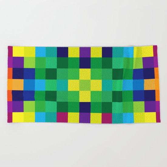 Colorful Geometric Background II Beach Towel