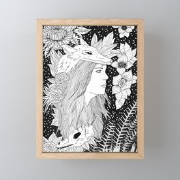 wolf and the girl Framed Mini Art Print