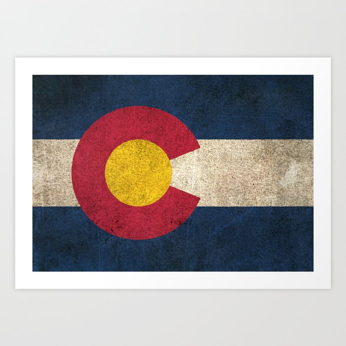 Old and Worn Distressed Vintage Flag of Colorado Art Print