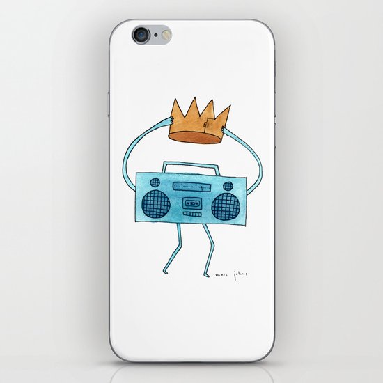 boombox holding a paper crown iPhone Skin