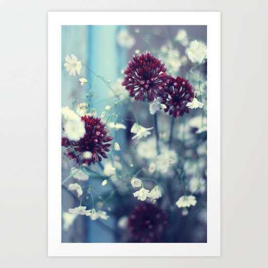 Flowers on Blue Art Print