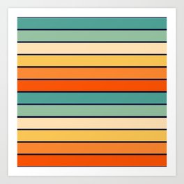 Retro color palette 1970s stripes Art Print