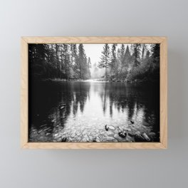 Forest Reflection Lake - Black and White  - Nature Photography Framed Mini Art Print