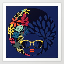 Afro Diva : Sophisticated Lady Blue Art Print